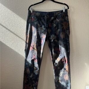 Floral and blue Jean reversible pants